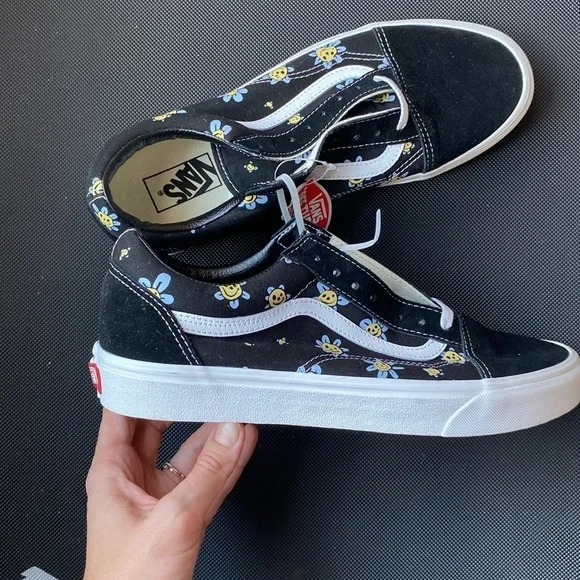 Vans Old Skool Trippy Grin Floral Black Men's Classic Skate Shoes - Picture 3 of 7